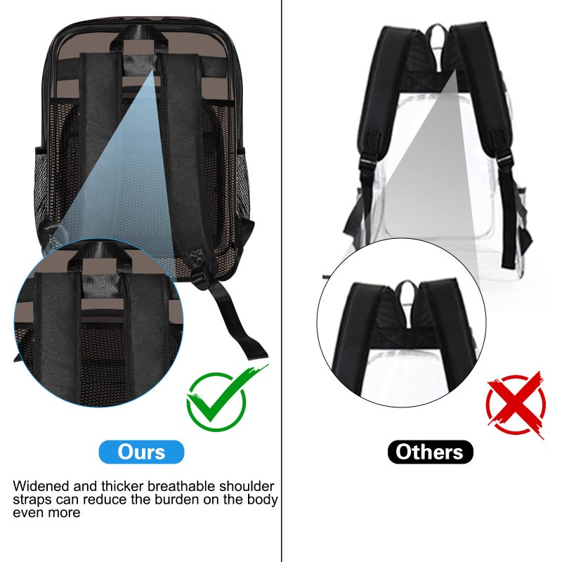 SDFGHG Clear Backpack  Clear Bookbag for School  Waterproof PVC Plastic Material  Reinforced Shoulder Straps Heavy Duty Transparent Backpack  See-Through Schoolbag for Sports Stadiums Work  Travel  College - Image 4